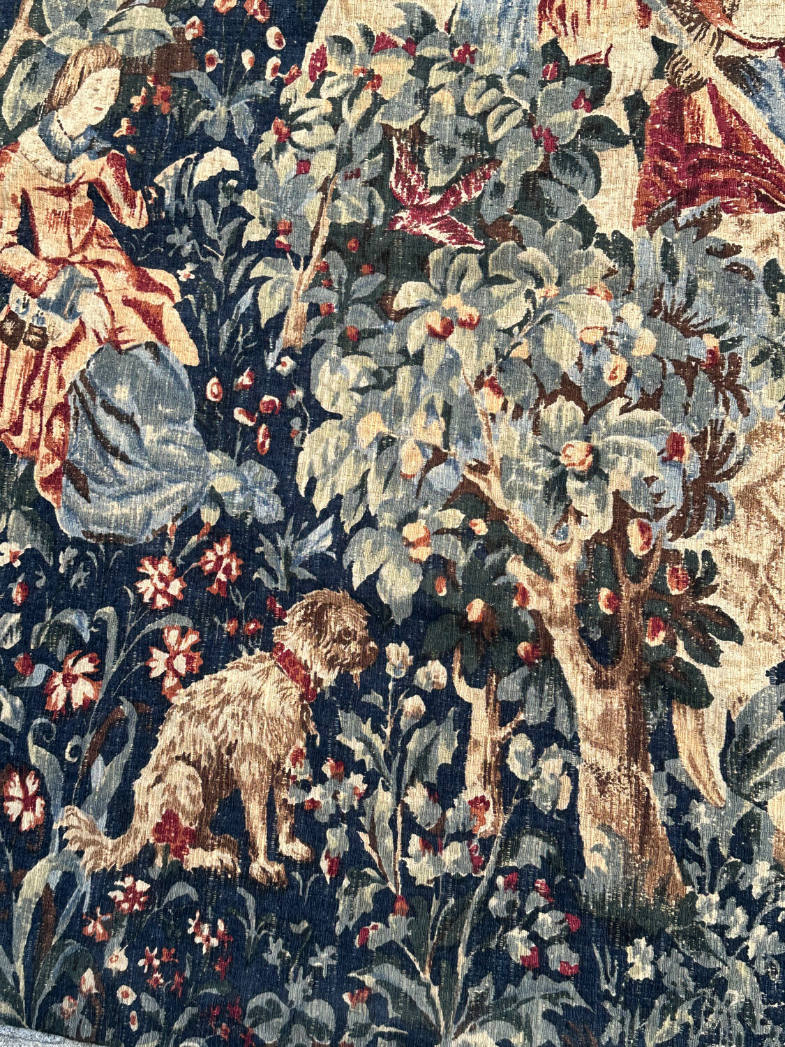 Vintage tapestry hand-screen printed in France