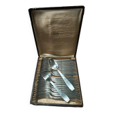 Alfénide art deco 24-piece silver-plated metal cutlery set, 84g hallmark