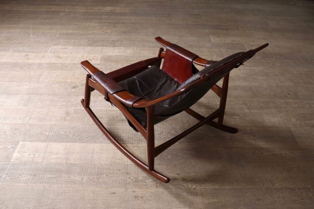 Liceu de Artes e Oficios rocking chair with ottoman, Brazil 1960s