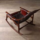 Liceu de Artes e Oficios rocking chair with ottoman, Brazil 1960s