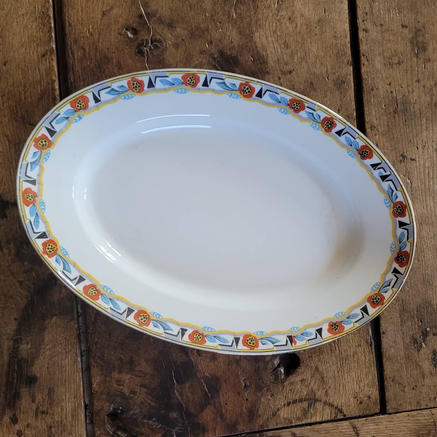 Large oval Art Deco platter MLV France 1930s