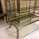 Coffee table with square tubular structure and smoked glass - 1970