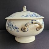 Iron clay soup tureen, Creil de Montereau model Linotte bleue