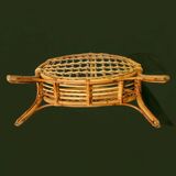 Vintage bamboo and wicker magazine rack