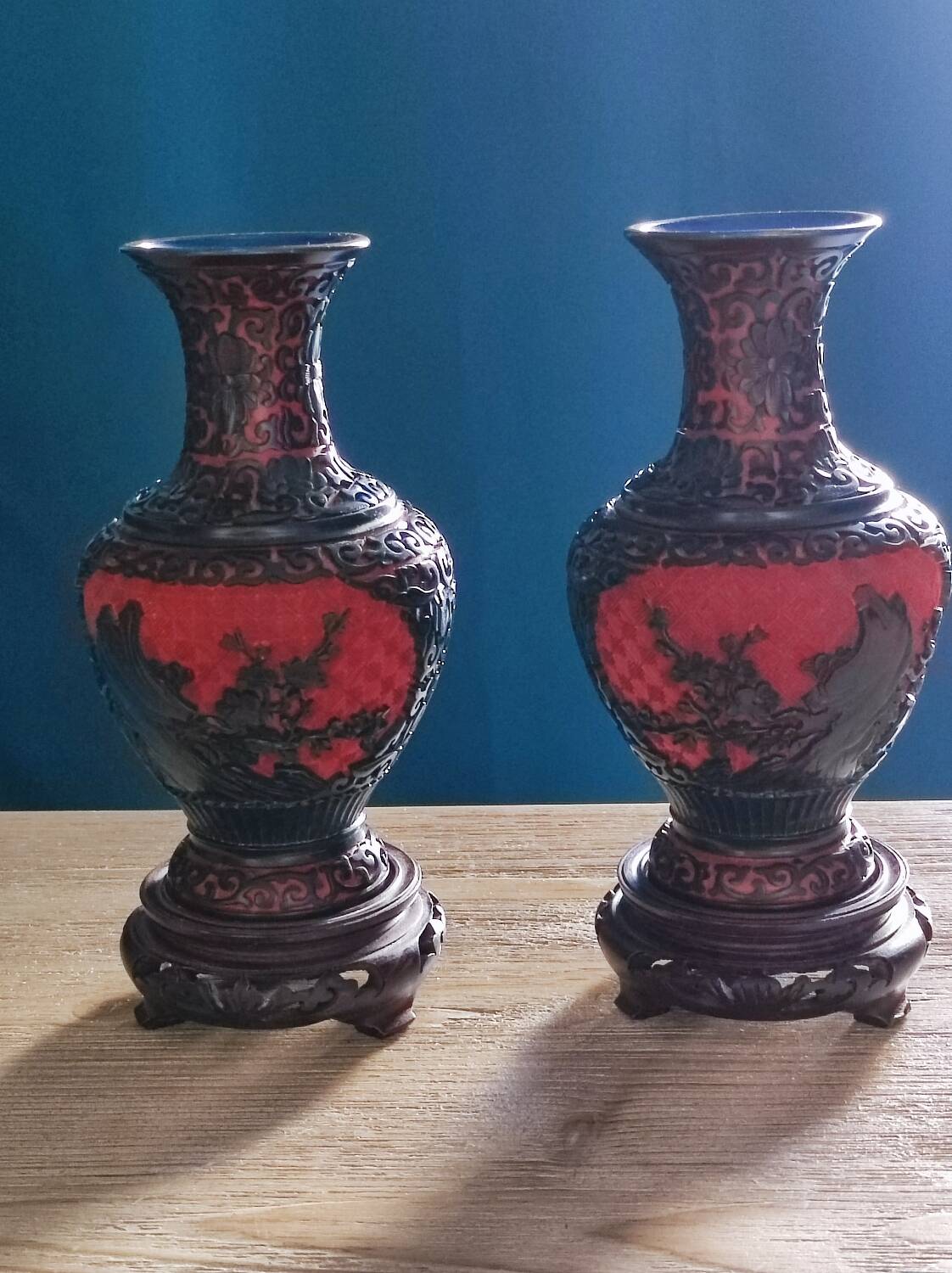 Cinnabar vases