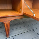 Low teak buffet enfilade, vintage Scandinavian style.