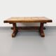 Vintage Brutalist Rustic Rectangular Coffee Table in Solid Oak and Ceramic from the 60s 70s