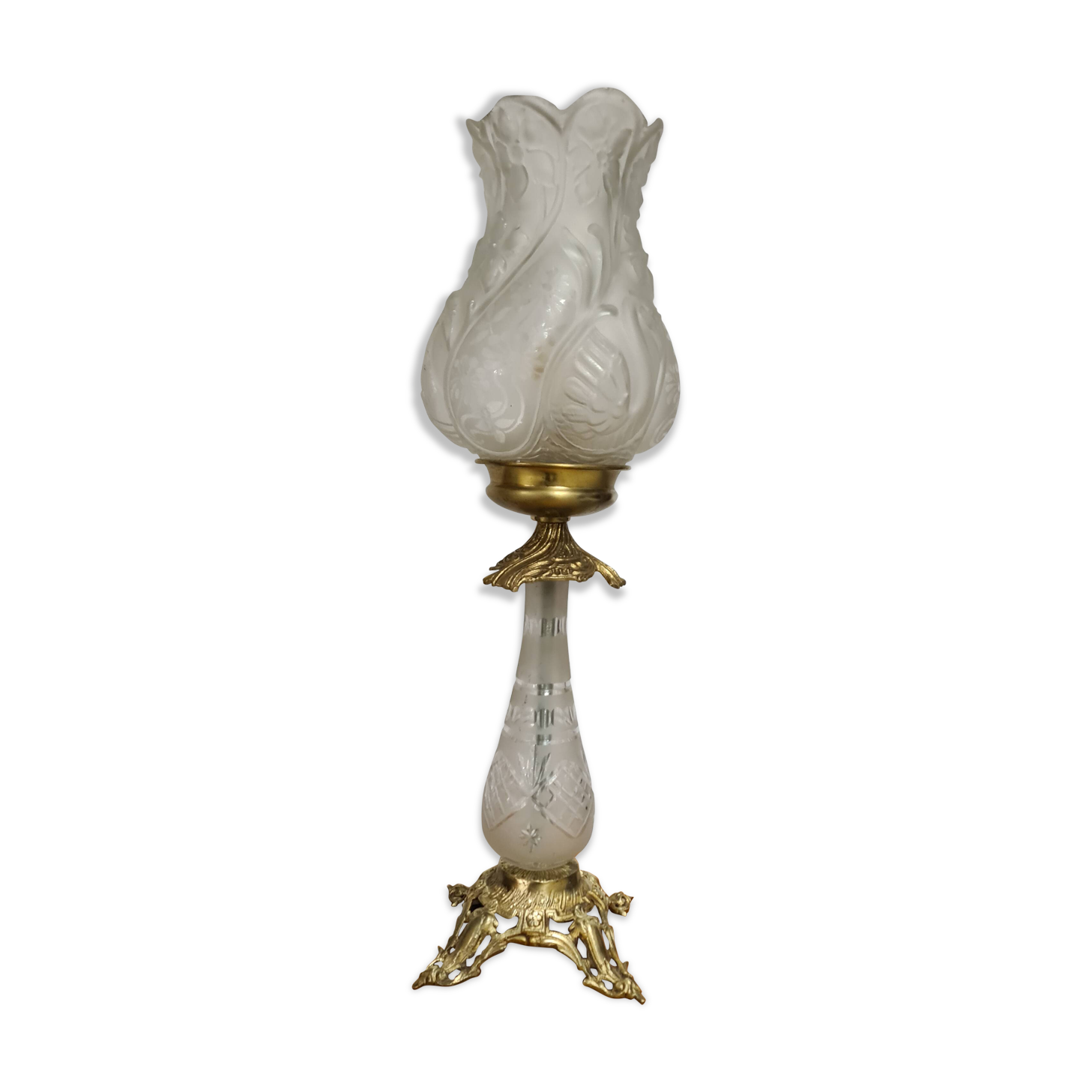 Cut crystal and bronze lamp