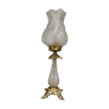 Cut crystal and bronze lamp