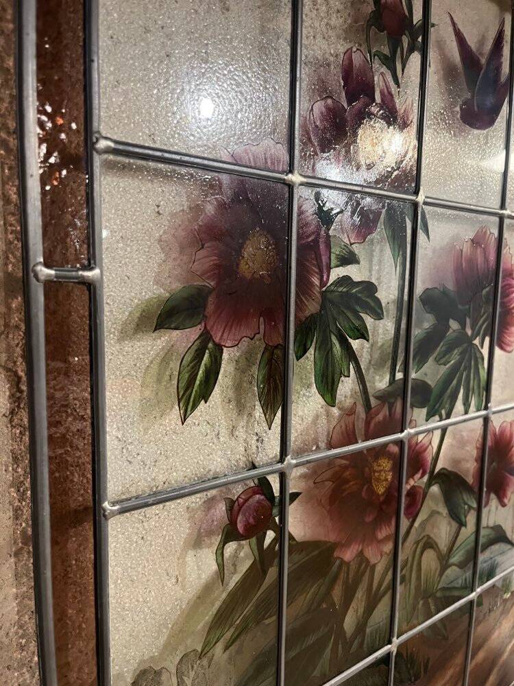 Stained glass "vegetation with peonies"