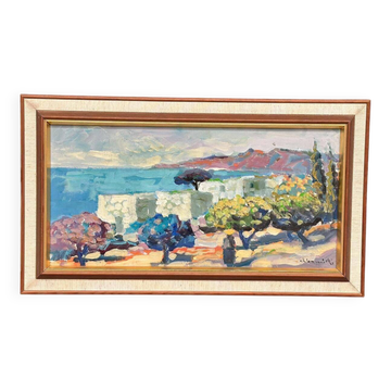 Huile sur toile européenne – "Côte Sud" par Alexander Kunicki
