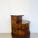 Table de chevet unique en noyer de style Art déco italien, années 1930.