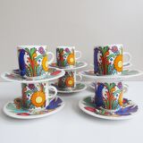 Villeroy and Boch Acapulco mugs and saucers set of 6, colorful coffee or tea sets