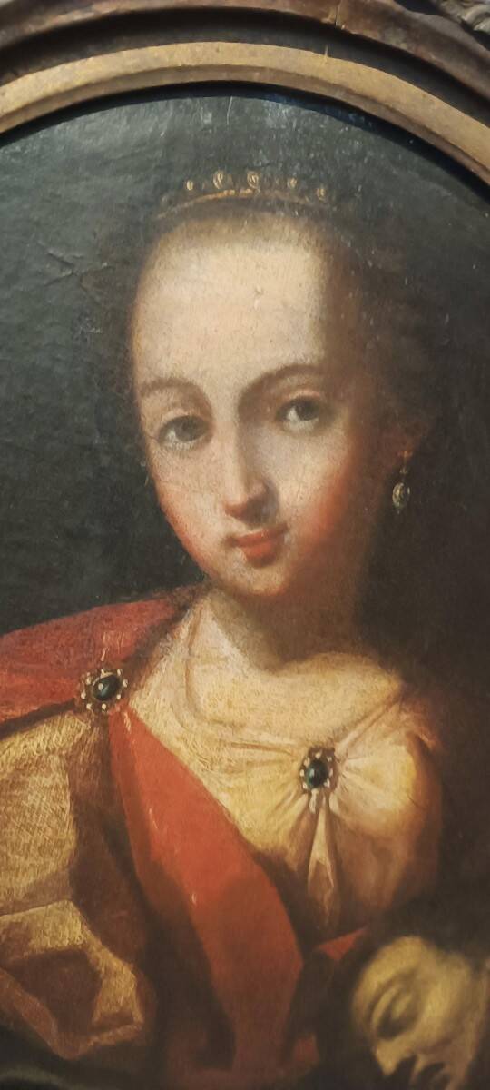 Old oil painting on canvas, Salome holding the head of John the Baptist - 18th century