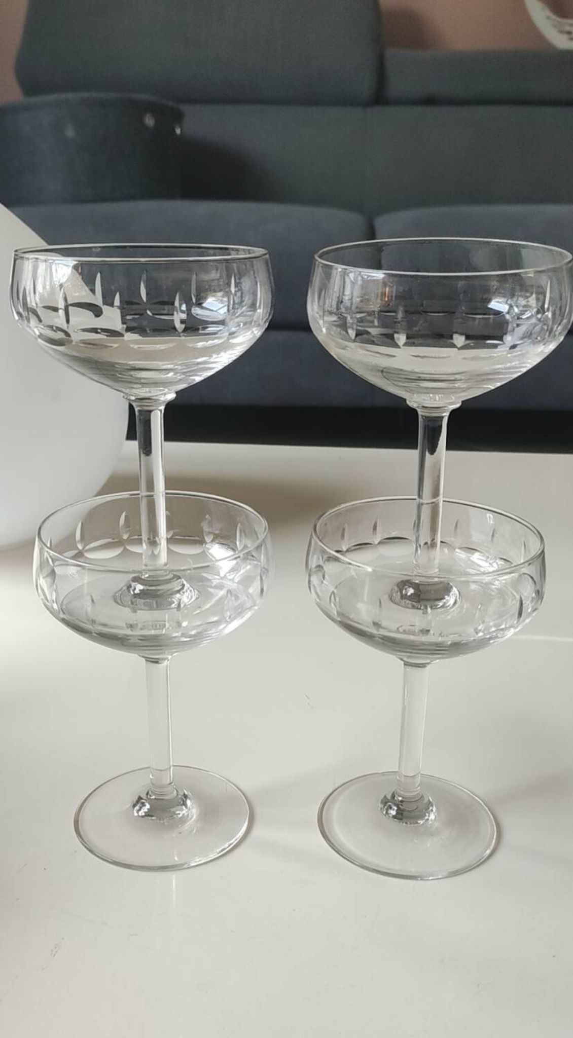 Lot of 4 x Champagne Coupes / Doyen Glassware. Art Deco 1930s.