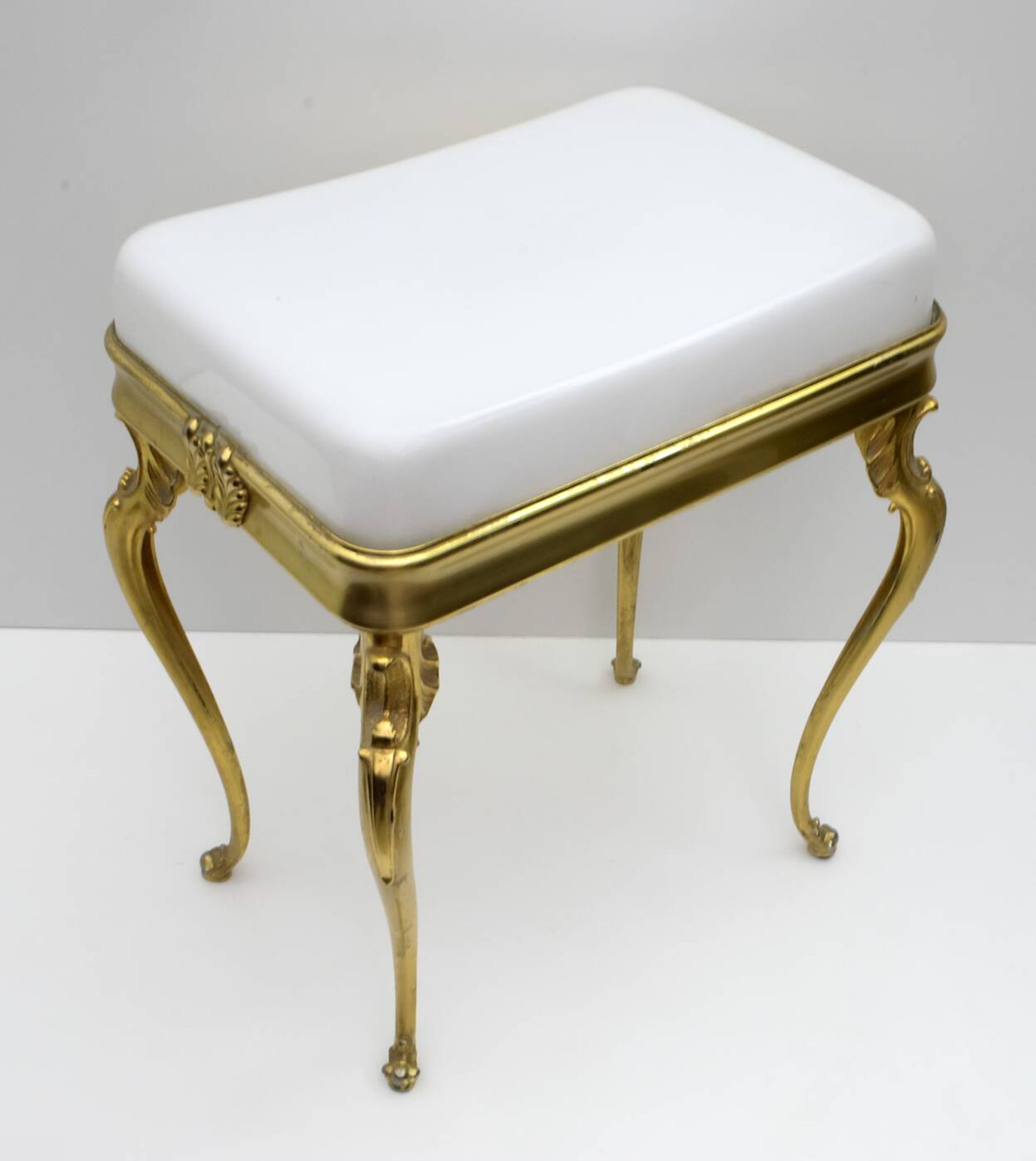 Mid-Century Modern Italian Brass and Plexiglass Stool, 1950