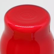 Red Murano glass vase in white shirt ( incamiciato ) , Made in Italy Moretti