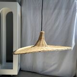 Small suspension, rattan luminaire in hat shape D:60cm