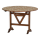 19th-century French round wine table with an adjustable top and floral textile surface.