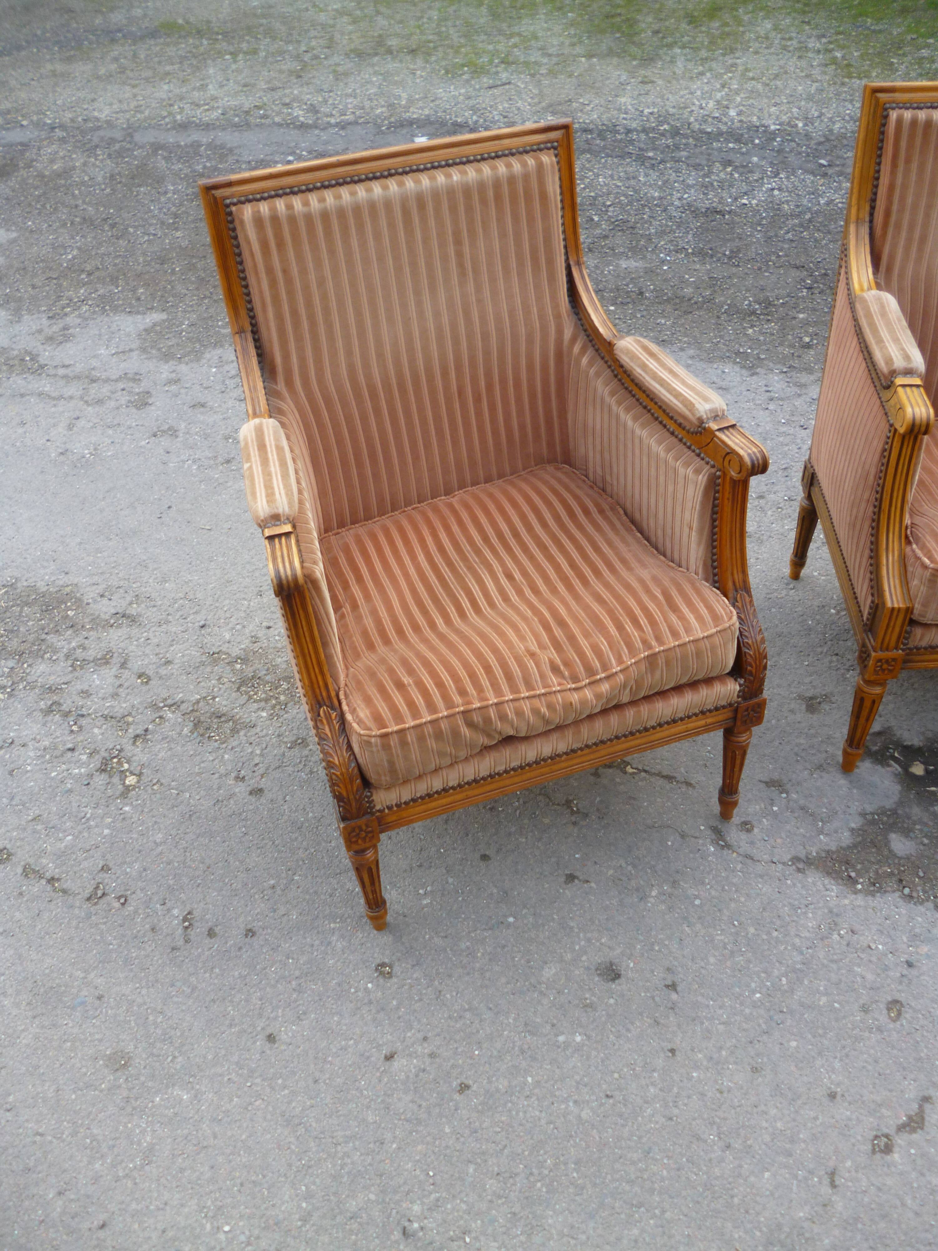 Pair of Louis XVI style armchairs