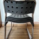 Set of 4 Black Omstak Chairs by Rodney Kinsman for Bieffeplast