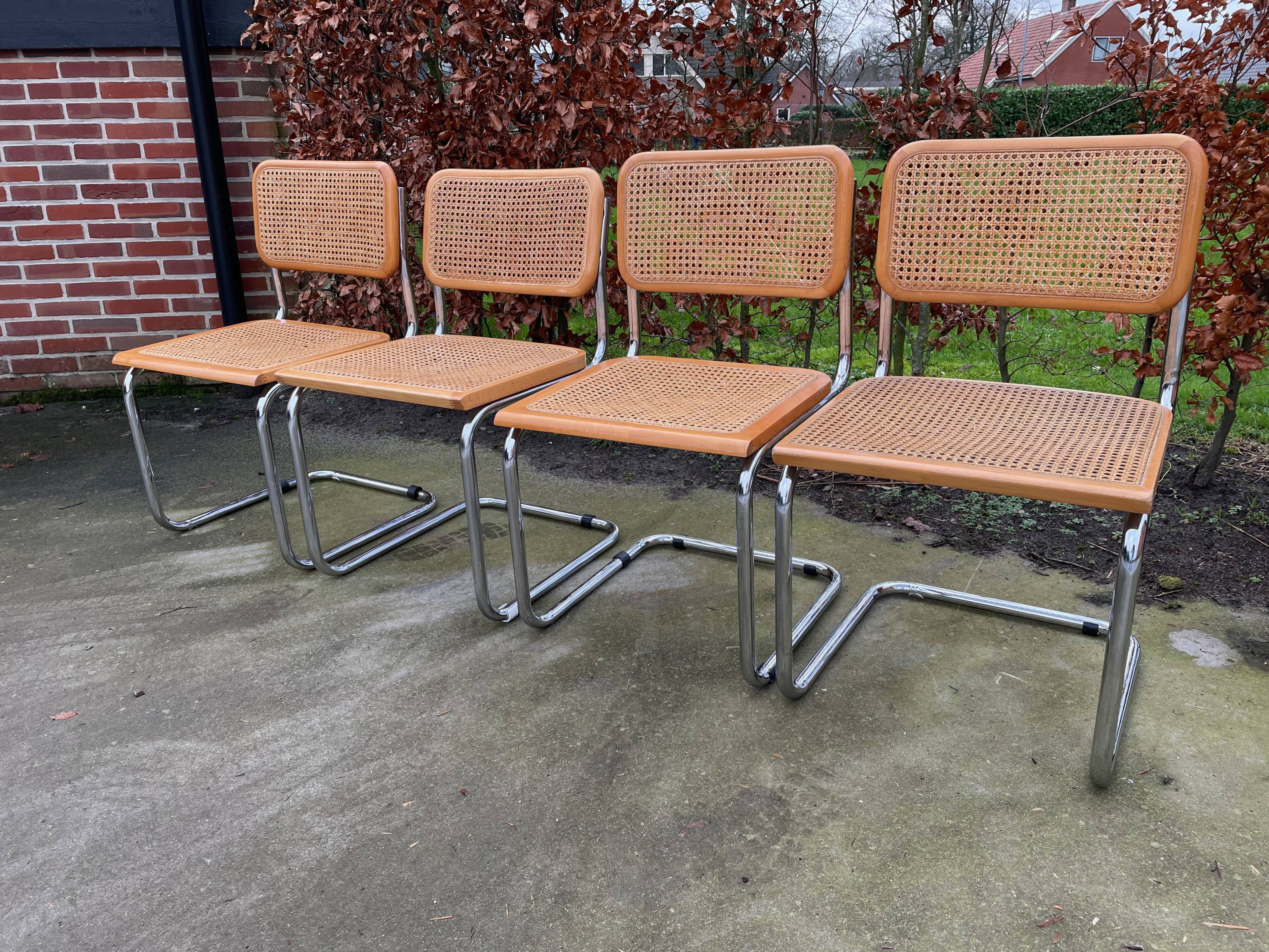 Lot of 4 Chairs Model Cesca designed by Marcel Breuer