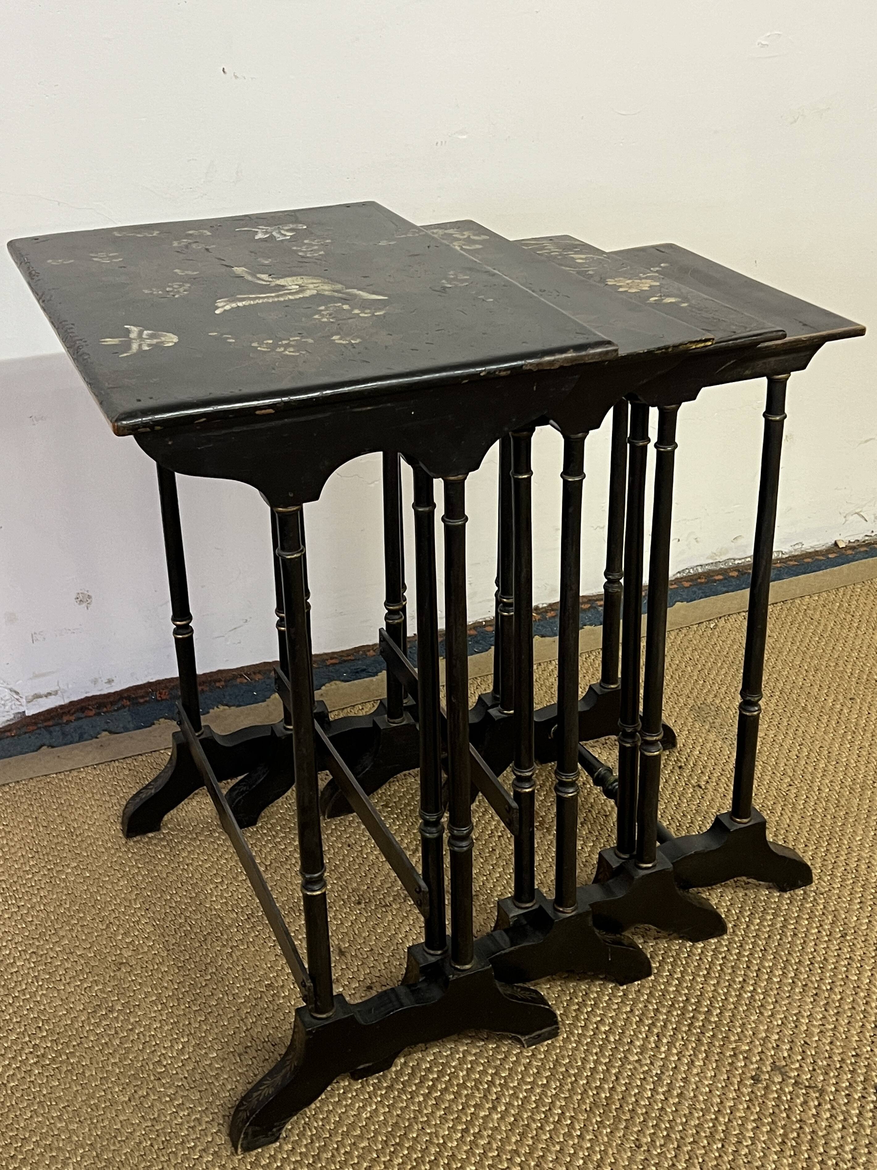 Set of 4 wooden nesting tables, Napoleon III