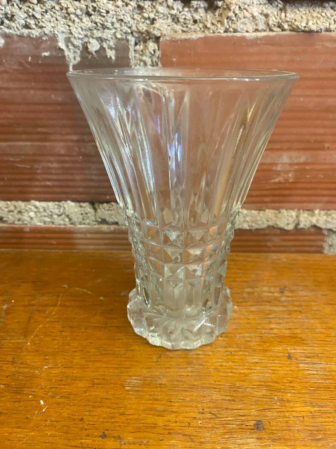 Pair Antique Clear Molded Vase Vintage Decoration #C596
