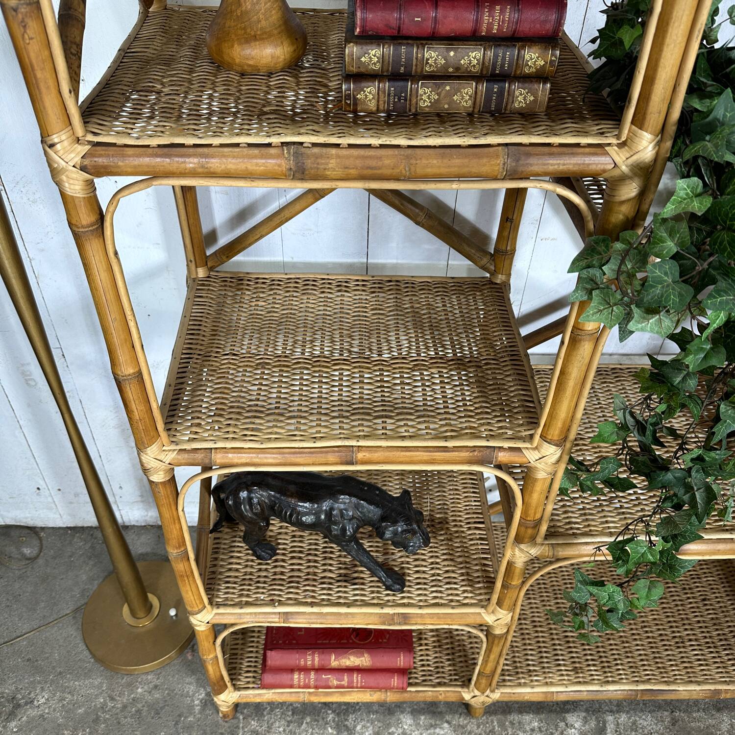 Bamboo and rattan shelf