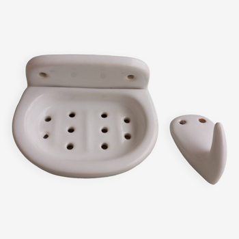 Ceramic soap dish and coat hook
