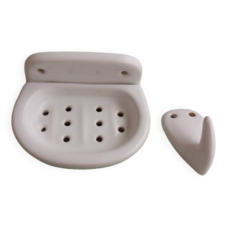 Ceramic soap dish and coat hook