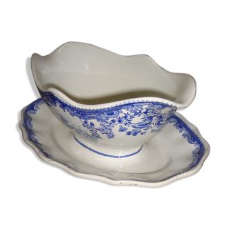 Saucière anglaise en porcelaine lunéville motif Jouy