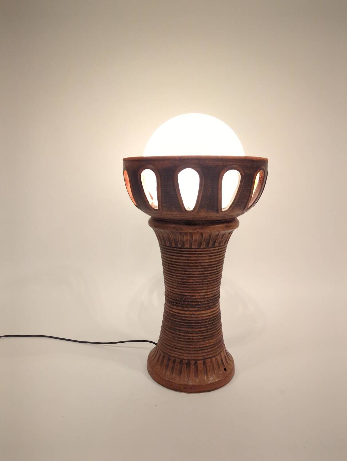 Large brutalist vintage ceramic floorlight