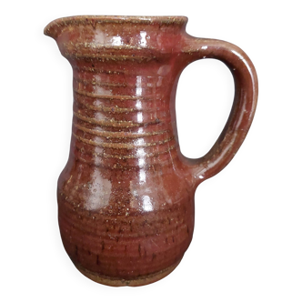 Cream pot, glazed stoneware pitcher, signed Fontgombault, 20th century