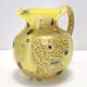Postmodern Yellow Opaline Hand Blown Glass Jug with Murrines and Silver Flakes
