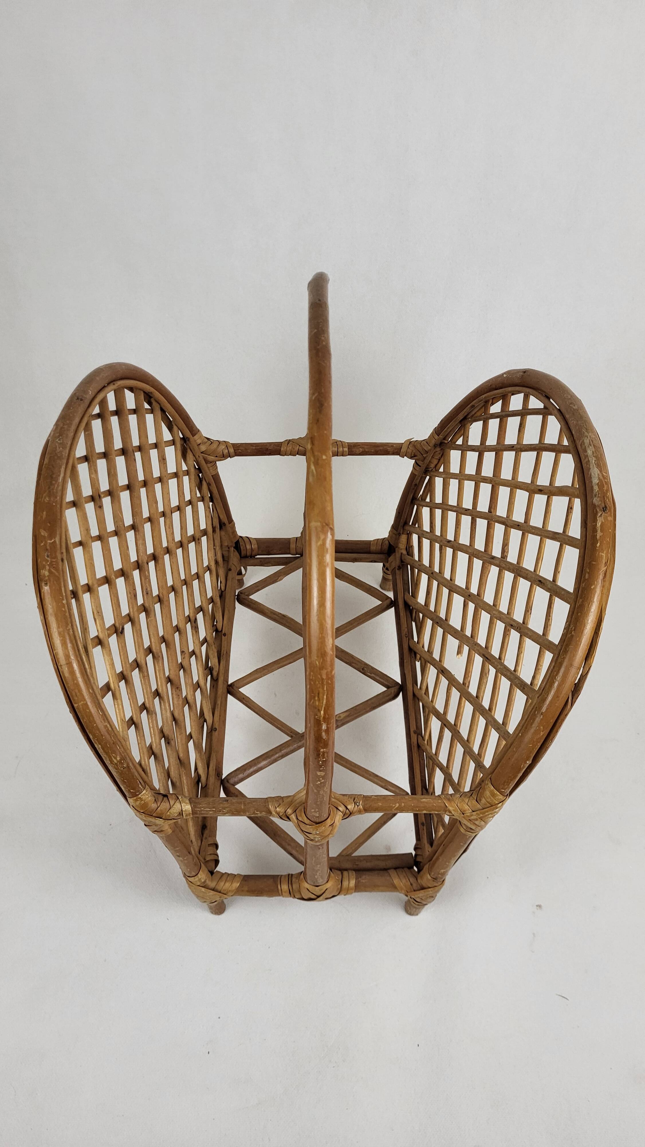 Rattan magazine rack 1960s