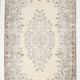 Handmade beige & brown floral  vintage rug
