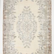 Handmade beige & brown floral  vintage rug