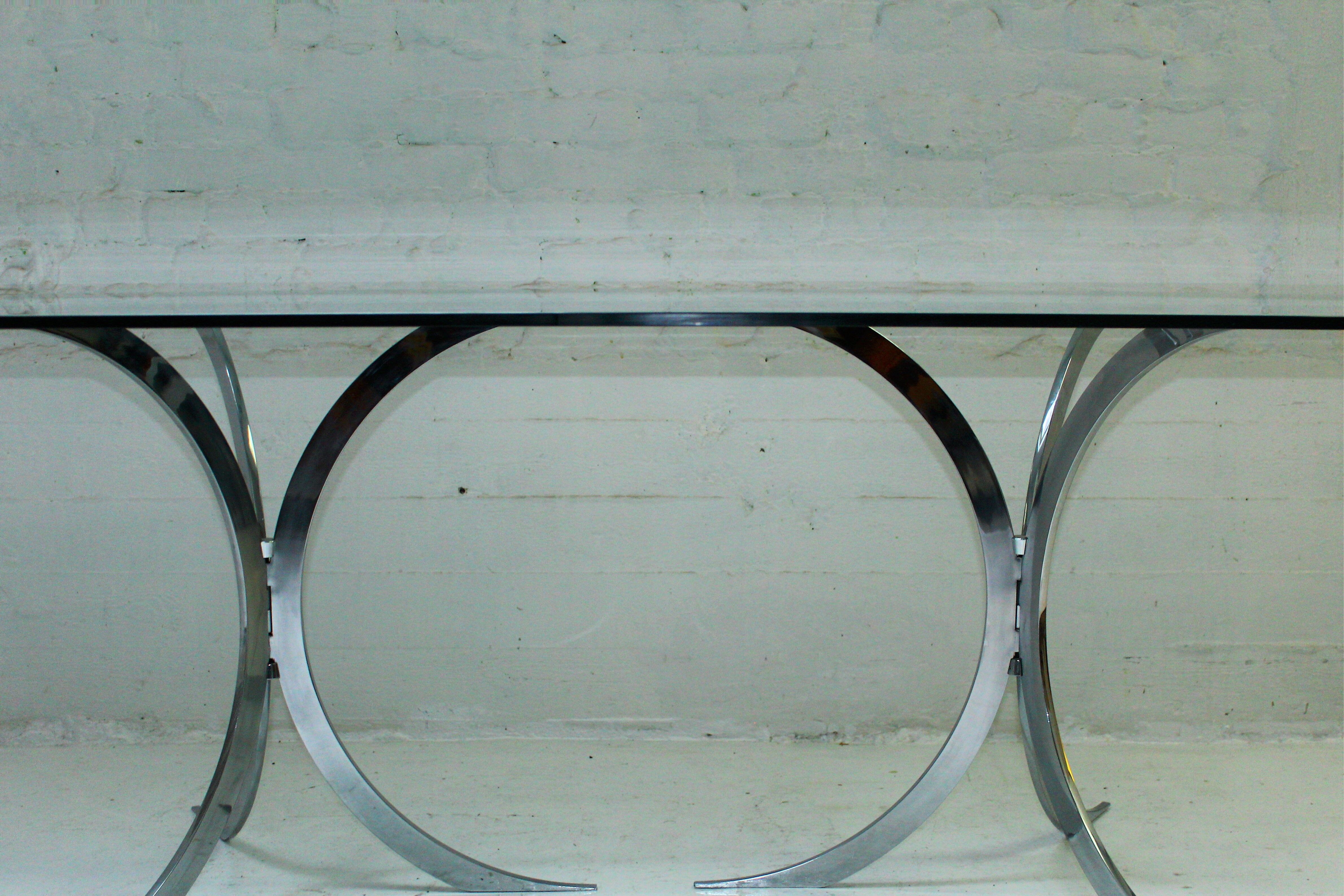 Glass and chrome steel dining table
