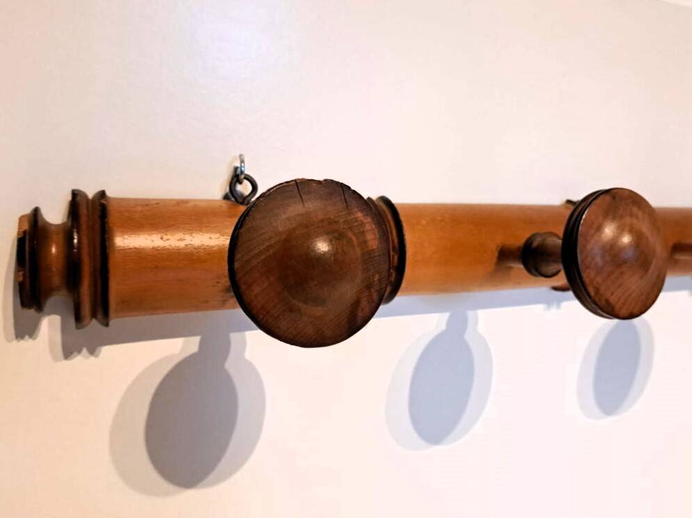 Coat rack "bamboo" with 4 old hooks.