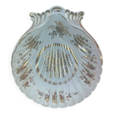 Limoges, grande coquille Saint Jacques or et godron, vide poche, saladier, compotier