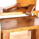 3 nesting tables in Brutalist style from the 70s in light oak.