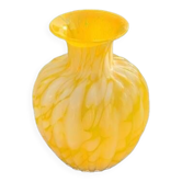 Yellow and white clichy glass vase, vintage