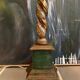 Pique candle lamp lamp in polychrome wood early 20th