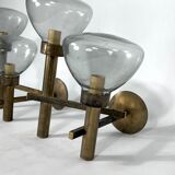Pair of brass and glass sconces by Sciolari. Italian modern from 70s