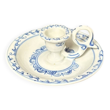 Ancient White and Blue Porcelain Candlestick Ming Dynasty China