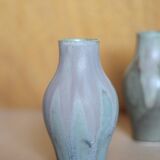 Pair of Denbac style flamed stoneware vases, small vintage vase, flower pot