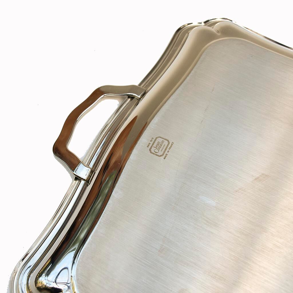 Jean Couzon tray in arabesque grey stainless metal