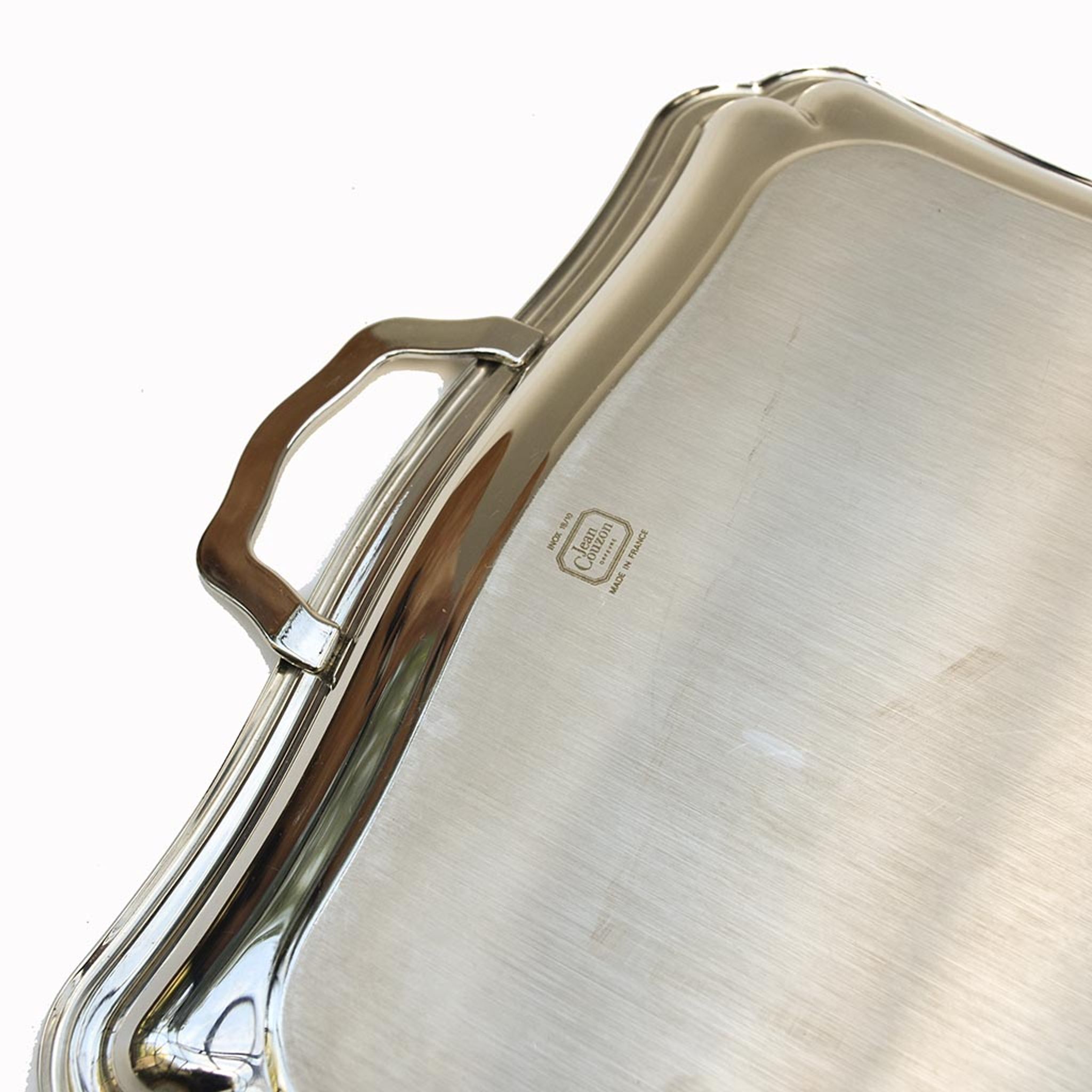Jean Couzon tray in arabesque grey stainless metal