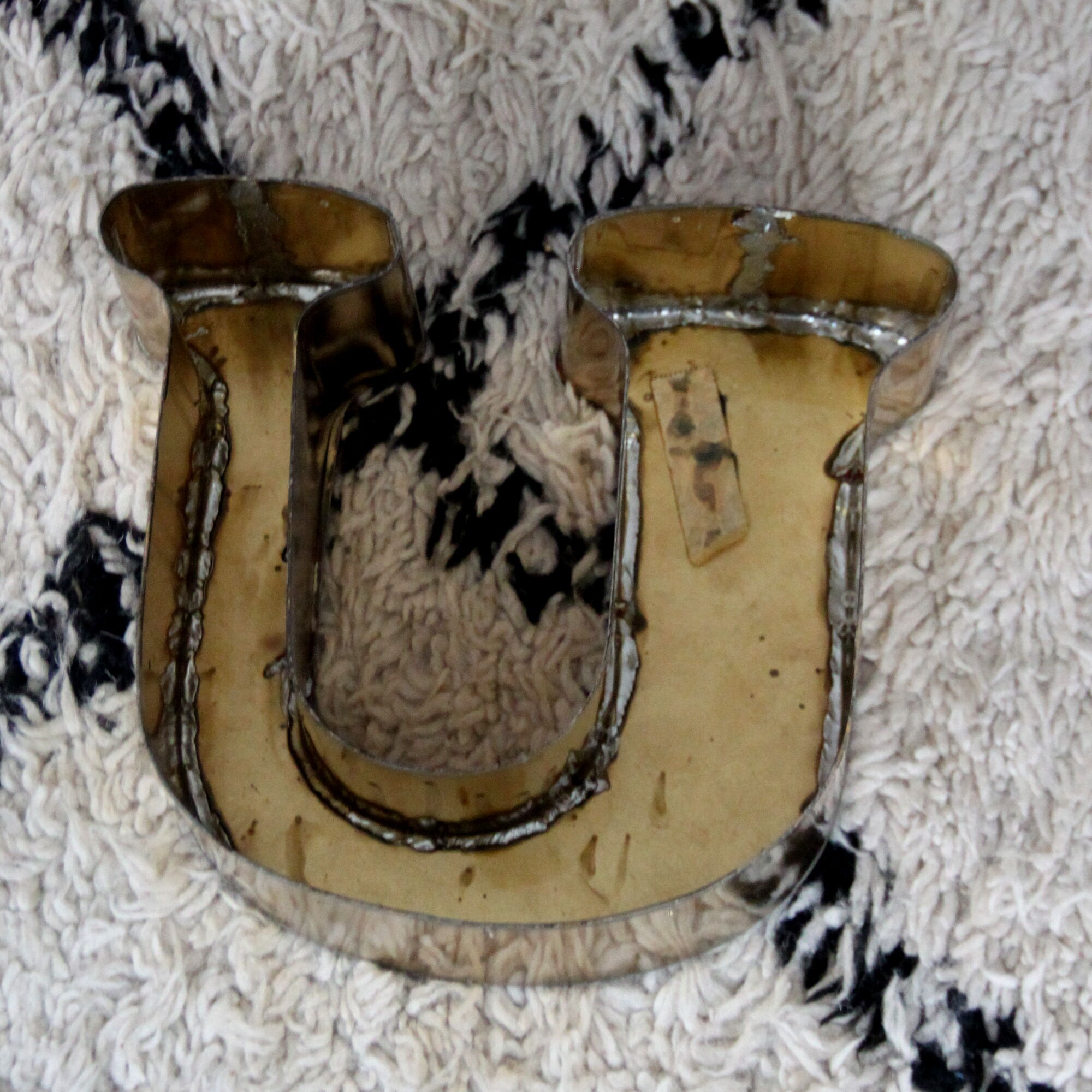 Brass sign letter, letter "u" decoration vintage shop